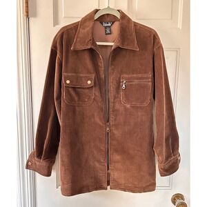 Rafaella‎ Corduroy Jacket Full Zip Brown Rustic Shirt Jacket Oversized M